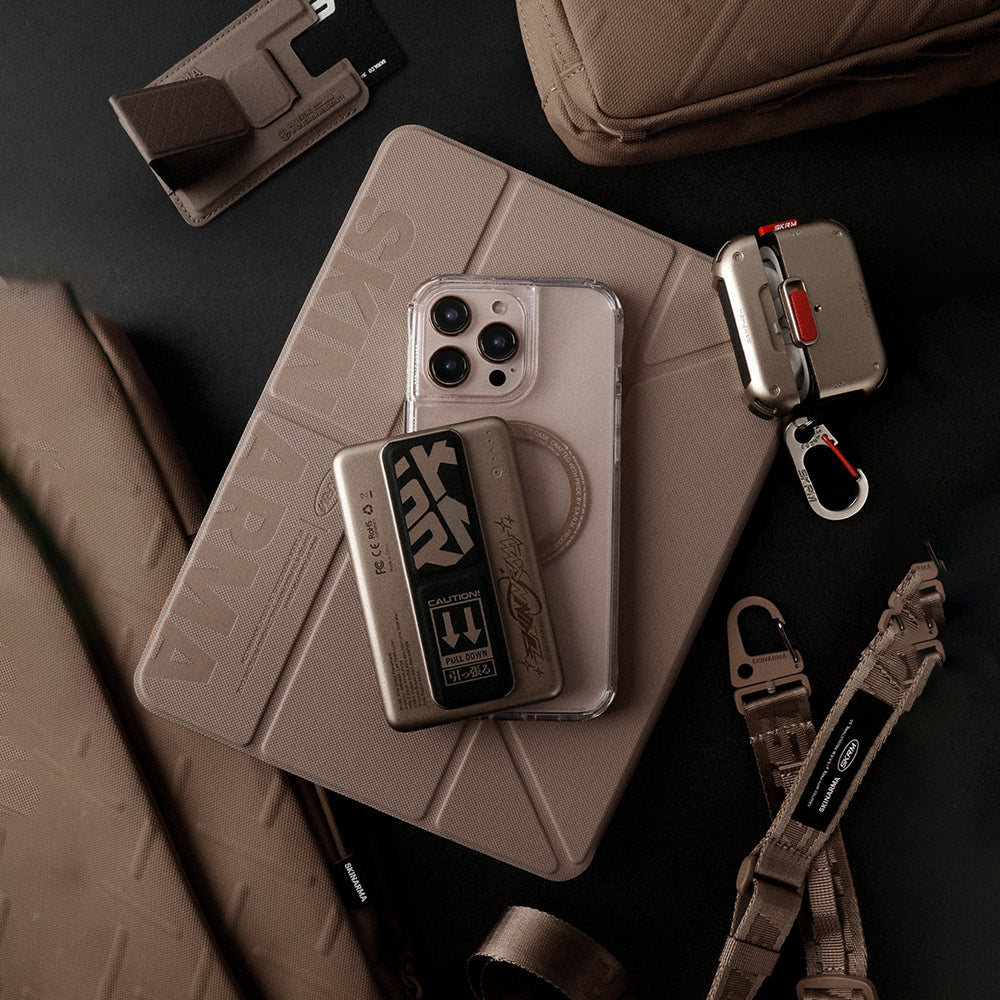 Skinarma Flint Kablosuz ve PD Hızlı Şarj Özellikli Grip Standlı Taşınabilir Powerbank 20W 5000mAh Gold