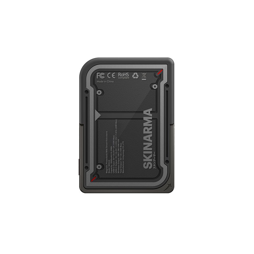 Skinarma Nexus Mecha Kablosuz ve PD Hızlı Şarj Özellikli Metal Standlı Taşınabilir Powerbank 20W 5000mAh Açık Gri