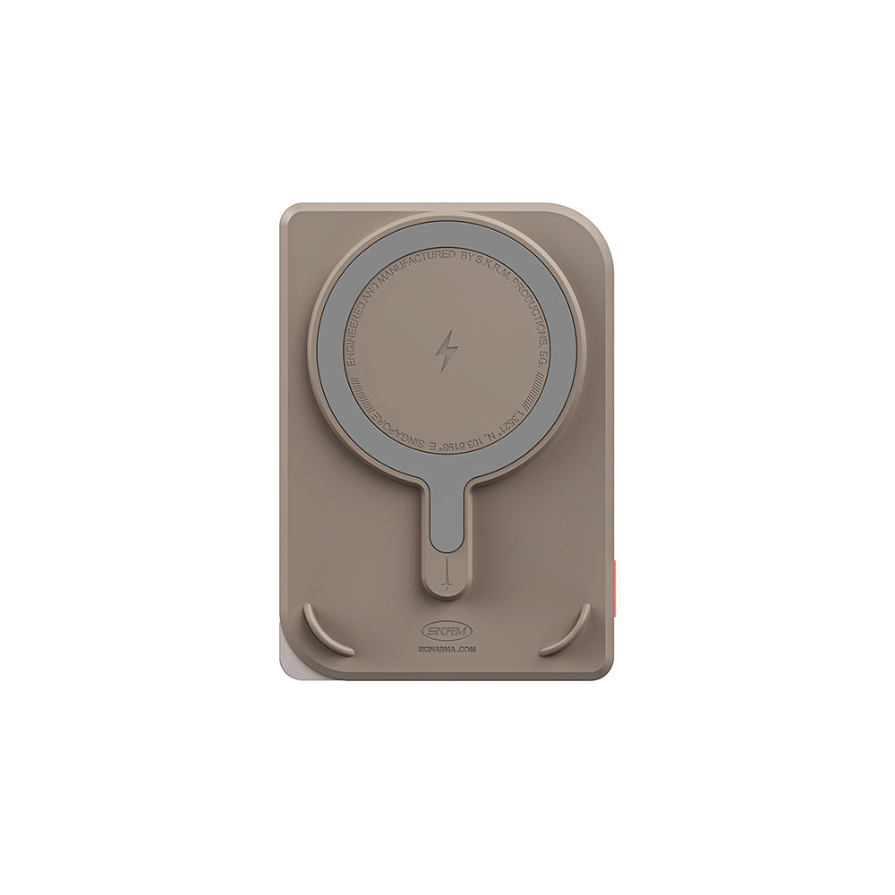 Skinarma Nexus Mecha Kablosuz ve PD Hızlı Şarj Özellikli Metal Standlı Taşınabilir Powerbank 20W 5000mAh Açık Gri