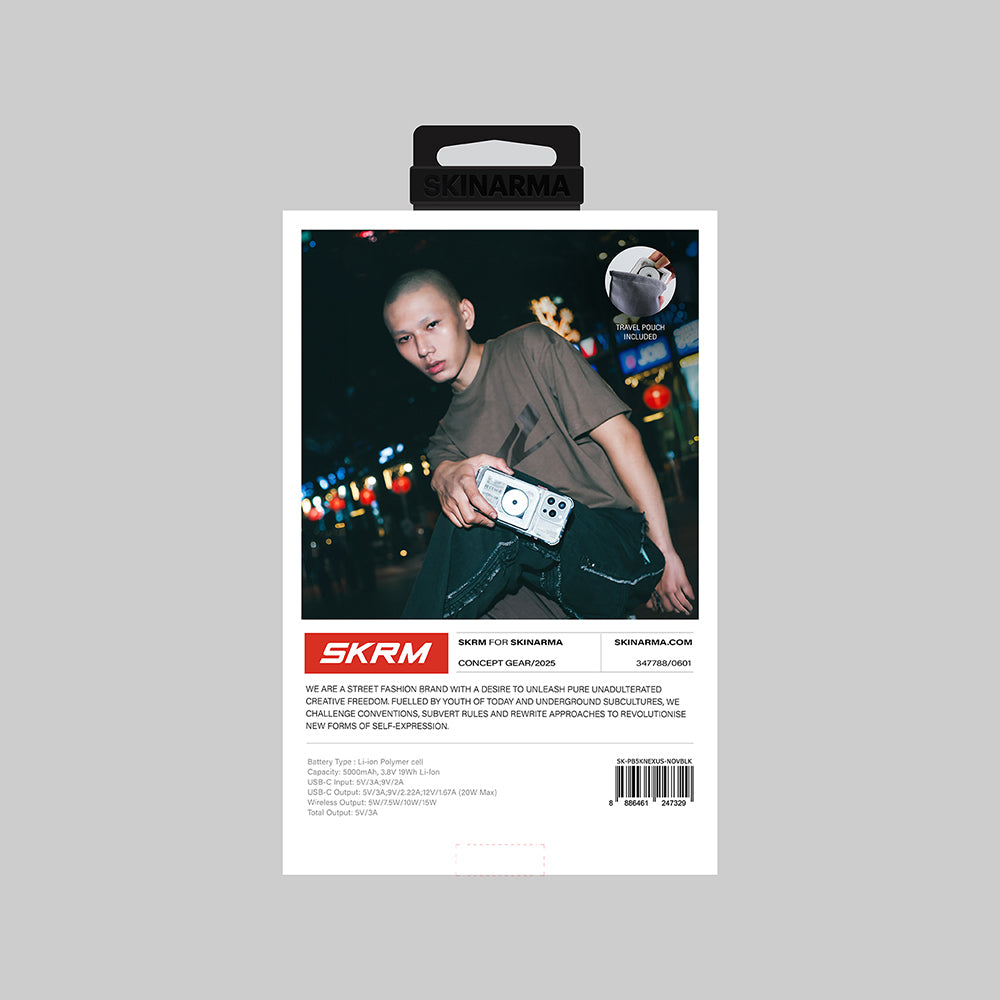 Skinarma Nexus Nova Kablosuz ve PD Hızlı Şarj Özellikli Standlı Taşınabilir Powerbank 20W 5000mAh Açık Gri