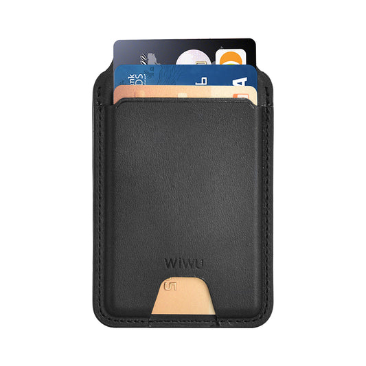 Wiwu MW-005 Magnetik Standlı Kartlık Qi Kablosuz Şarj Uyumlu FindMy Özellikli Mag Wallet Kahverengi