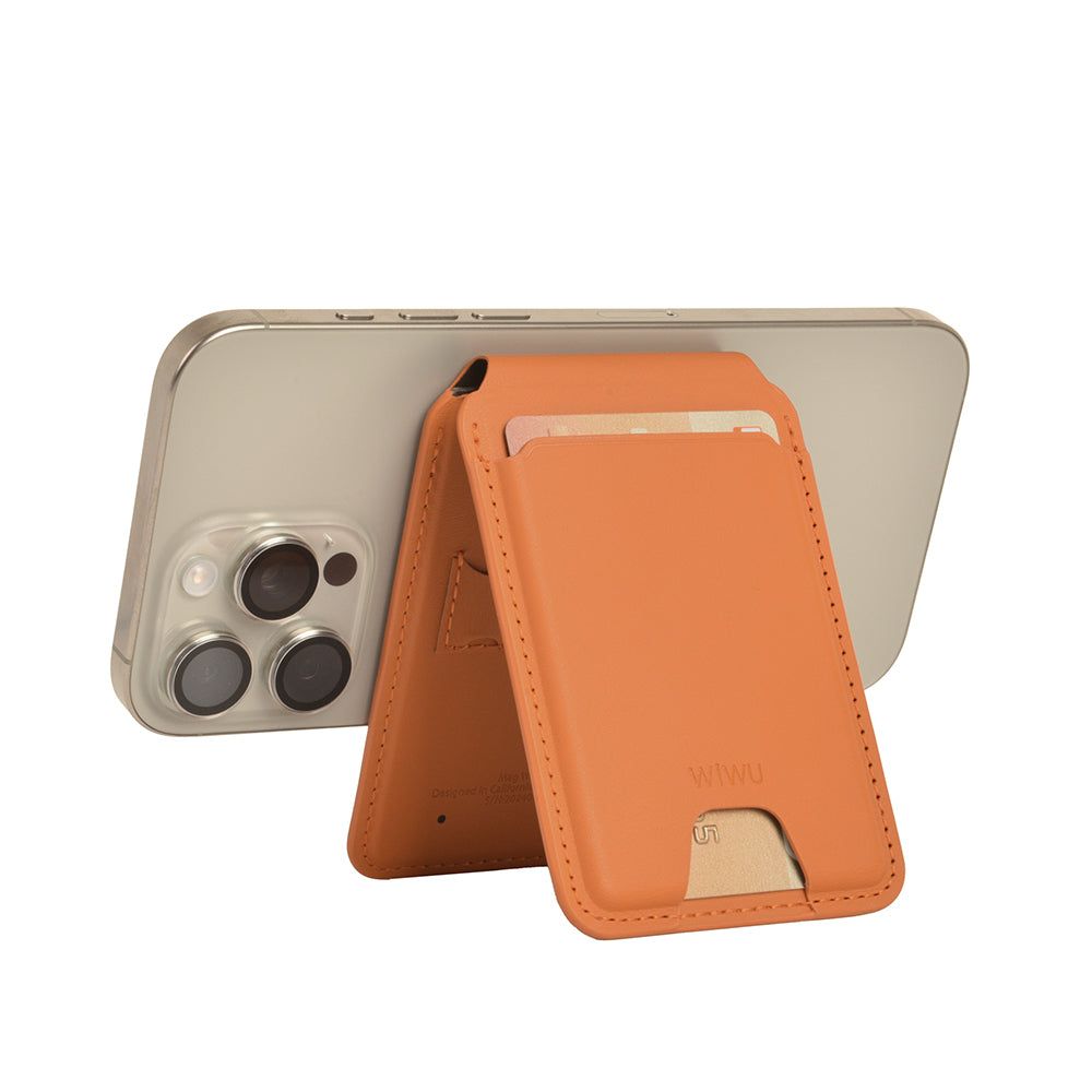 Wiwu MW-005 Magnetik Standlı Kartlık Qi Kablosuz Şarj Uyumlu FindMy Özellikli Mag Wallet Siyah