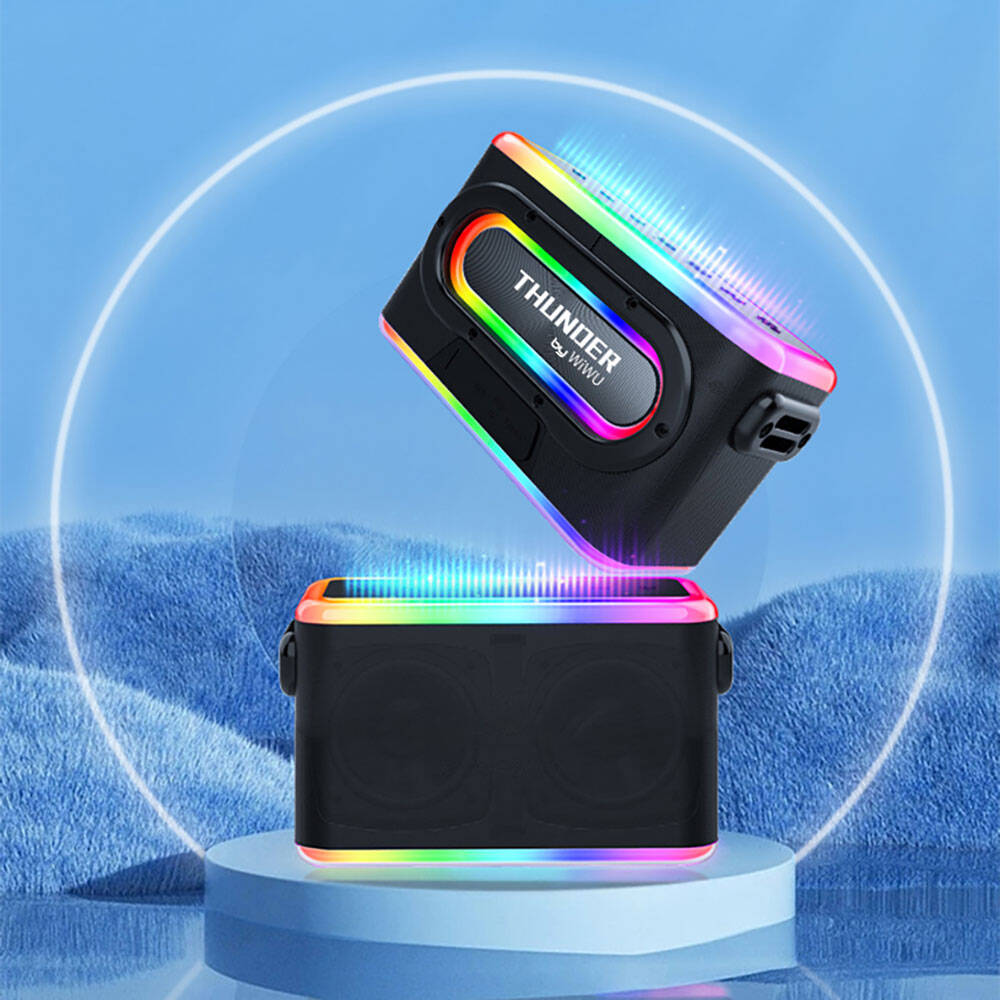Wiwu P18 Thunder Bluetooth Speaker Hoparlör ve Karaoke Bluetooth Çift Mikrofon Siyah