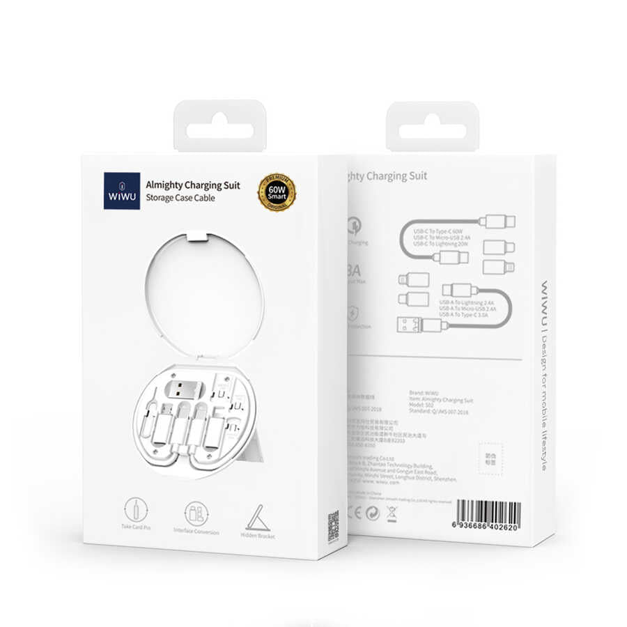 Wiwu S02 Almighty Suit Kutulu Kablo Seti Beyaz