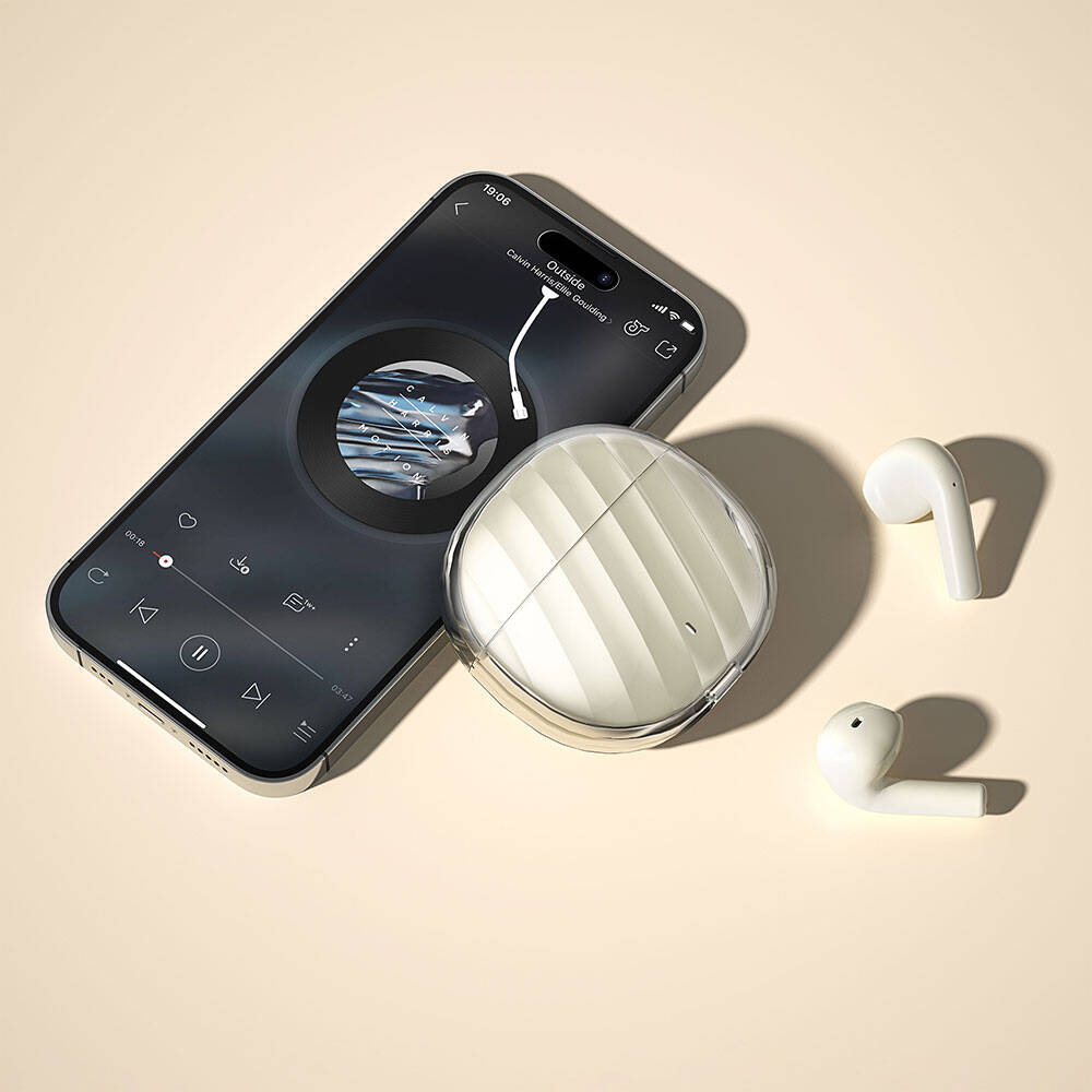 Wiwu T16 Dolby Atmos Aerodinamik Buzlu Tasarım Kulak İçi Bluetooth 5.3 Kulaklık Krem