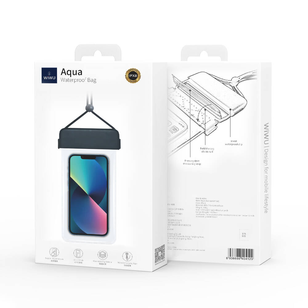 Wiwu Universal Su Geçirmez Kılıf Aqua Waterproof Max 6.9 inç IPX8 Sertifikalı Siyah