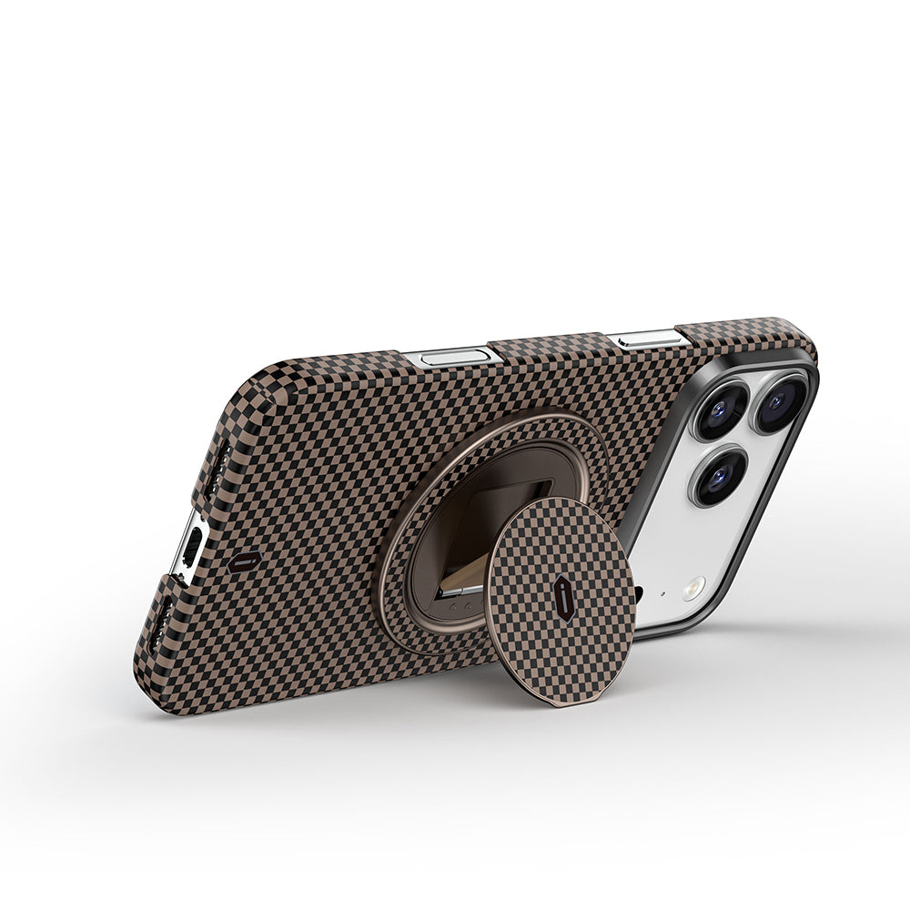 Wiwu Warriors Serisi Aramid Fiber 360 Derece Dönebilen Magnetik Ring Stand Telefon Tutucu Desert Titanyum