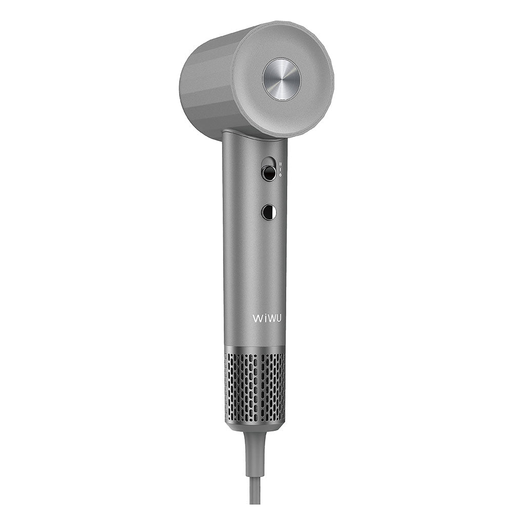 Wiwu Wi-520 Hypersonic Saç Kurutma Fön Makinesi İyon Teknolojisi Isı Dereceli Led Işık 1600W Gri