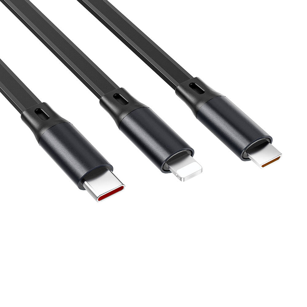 Wiwu Wi-C012 Masaüstü Düzenleyicili Type-C to C+L+M Hızlı Şarj Kablosu 1.2M Siyah