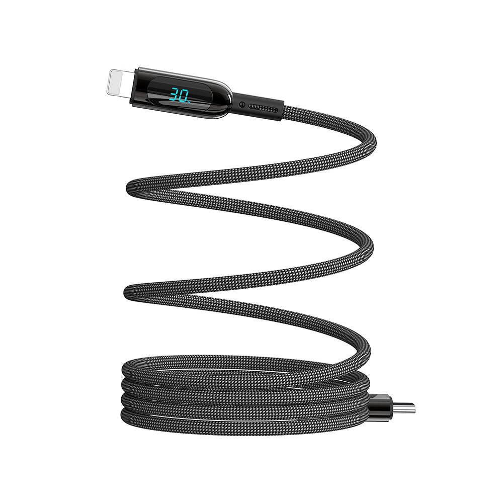 Wiwu Wi-C041 MagQ Çinko Alaşımlı Type-C to Lightning Hızlı Şarj Özellikli Data ve Şarj Kablosu 30W Siyah