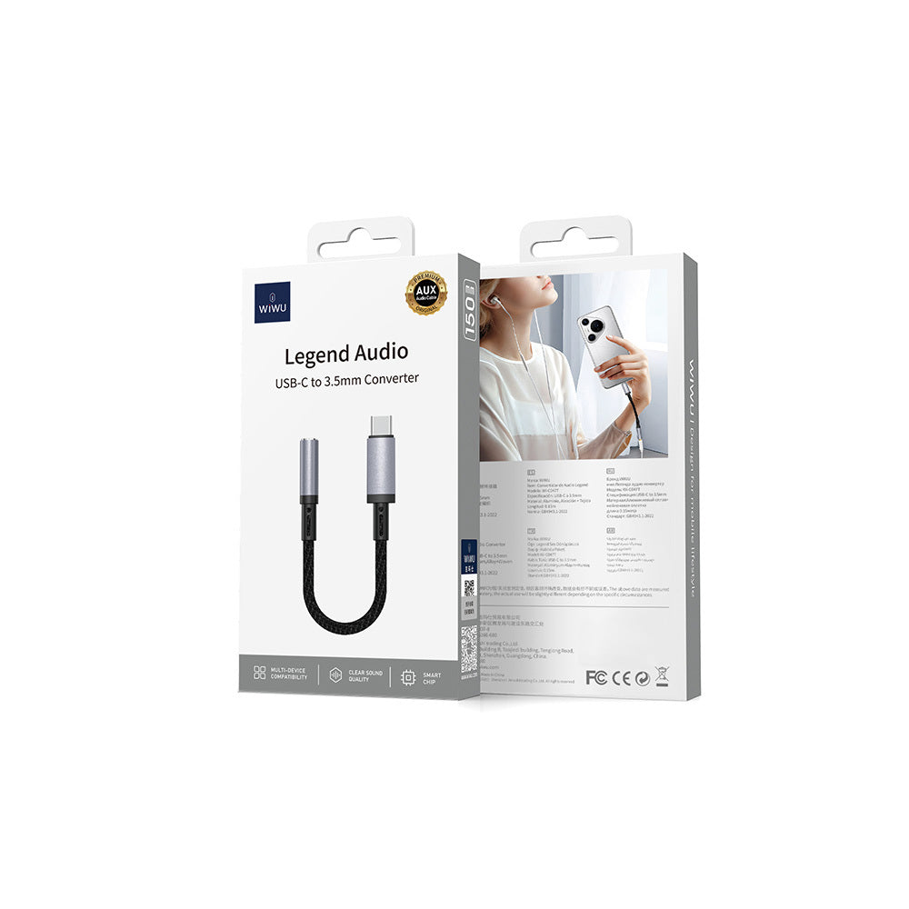 Wiwu Wi-C047 Legend Serisi Type-C To 3.5mm Aux Çevirici Ses Adaptörü Siyah