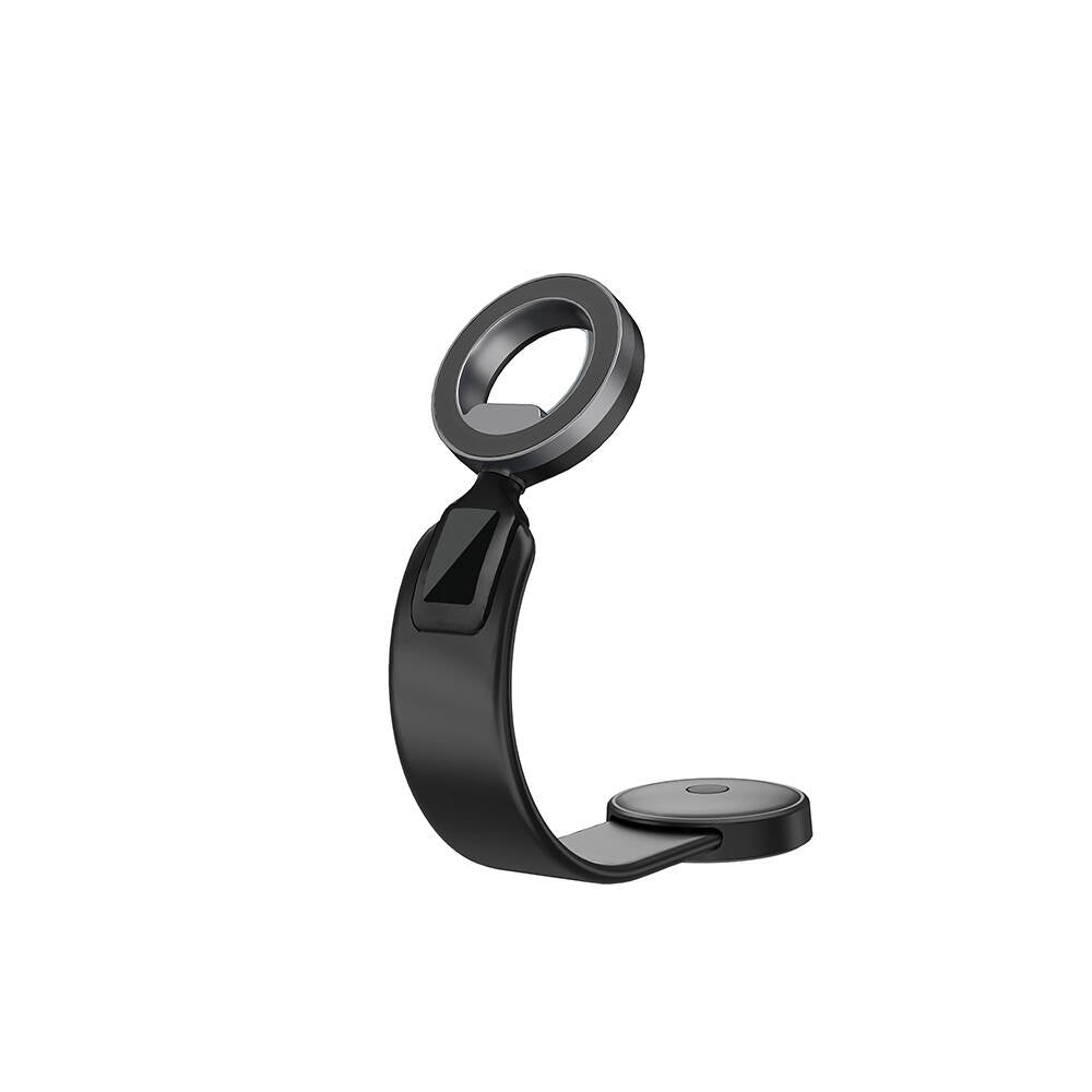 Wiwu Wi-CH053 Mago Serisi Magnetik Magsafe Uyumlu Bükülebilen Eğimi ve Düz Zemin Araç Telefon Tutacağı Siyah