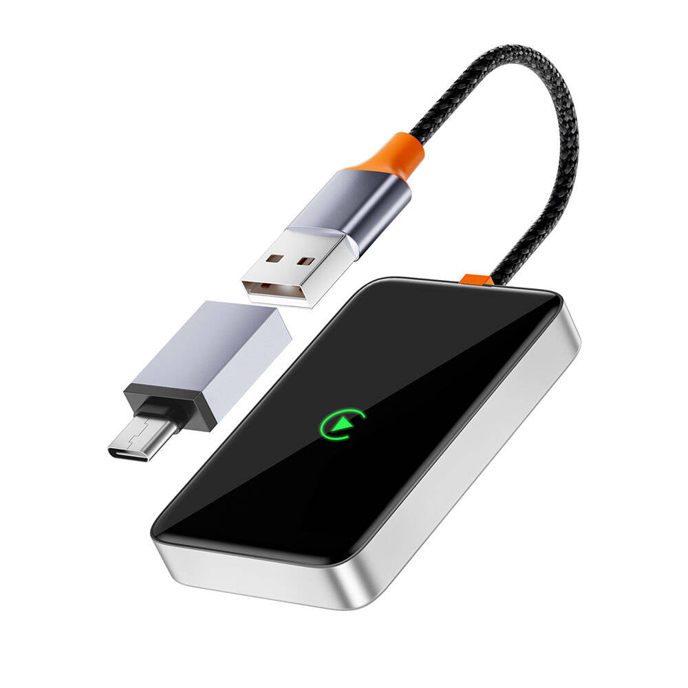 Wiwu Wi-CP001 CarPlay Dijital LED Göstergeli Kablosuz Ses Alıcı USB Girişli Bluetooth Adaptör Gri