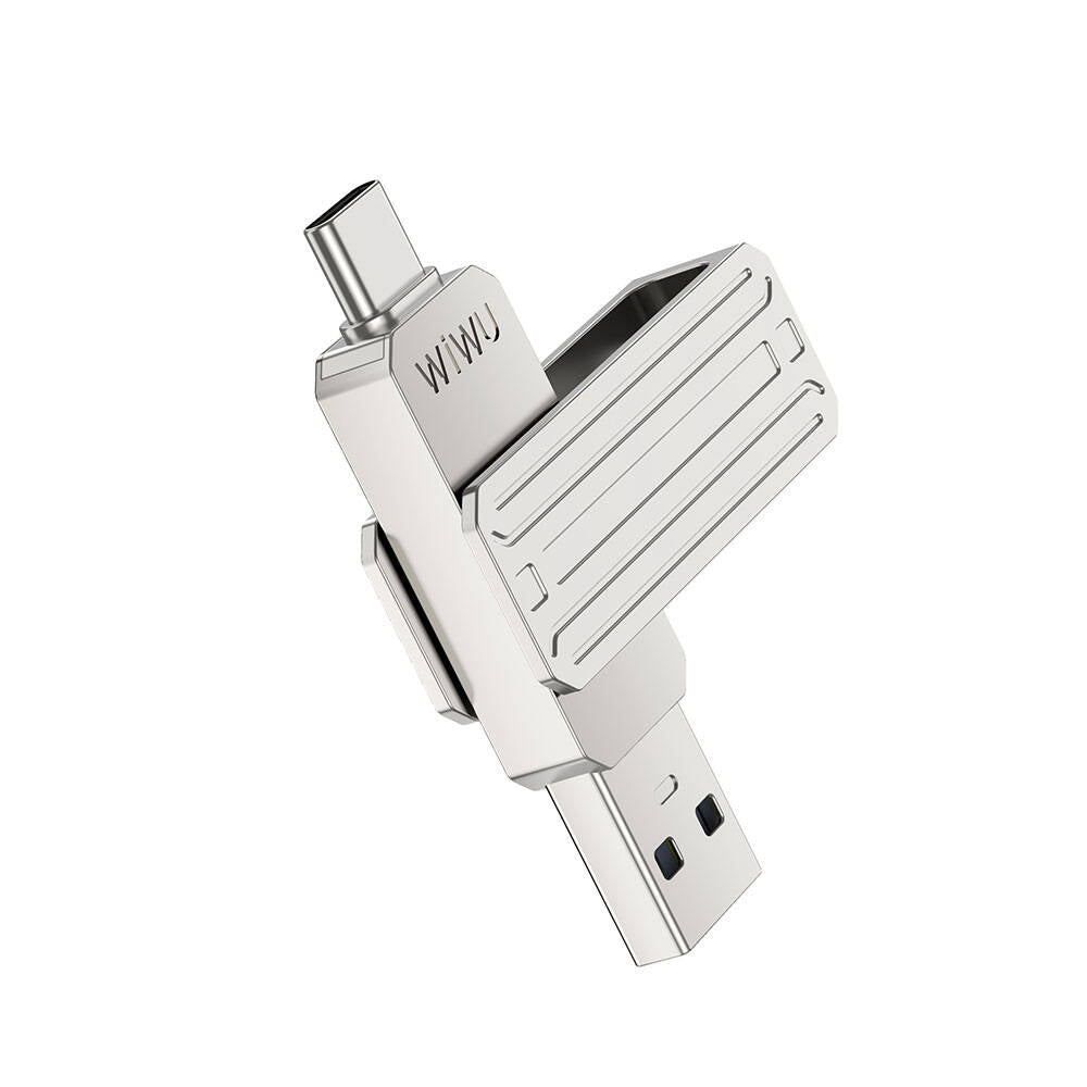 Wiwu Wi-FD001 3in1 USB3.2 Sürücü Disk USB-A + Lightning + Type-C OTG 64 GB Gümüş