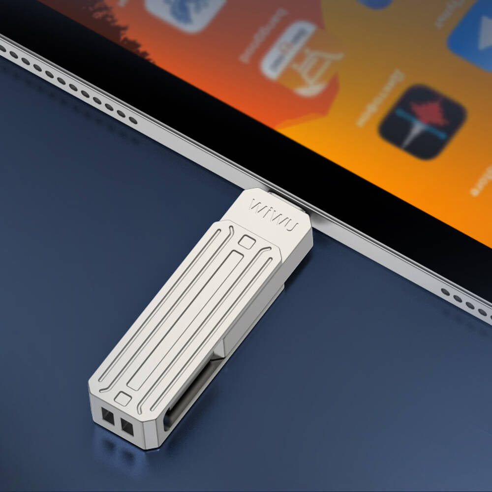 Wiwu Wi-FD001 3in1 USB3.2 Sürücü Disk USB-A + Lightning + Type-C OTG 64 GB Gümüş