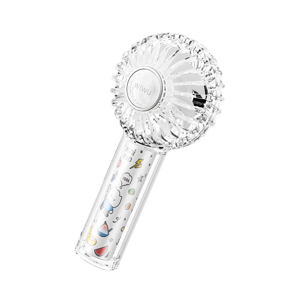 Wiwu Wi-FS012 RGB Işıklı 3 Kademeli Portatif Mini Soğutucu El Fanı Beyaz