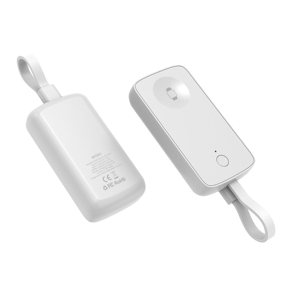 Wiwu Wi-M22 Ark Serisi 2in1 Akıllı Saat Mini Wireless Powerbank 2000mAh 2W Beyaz