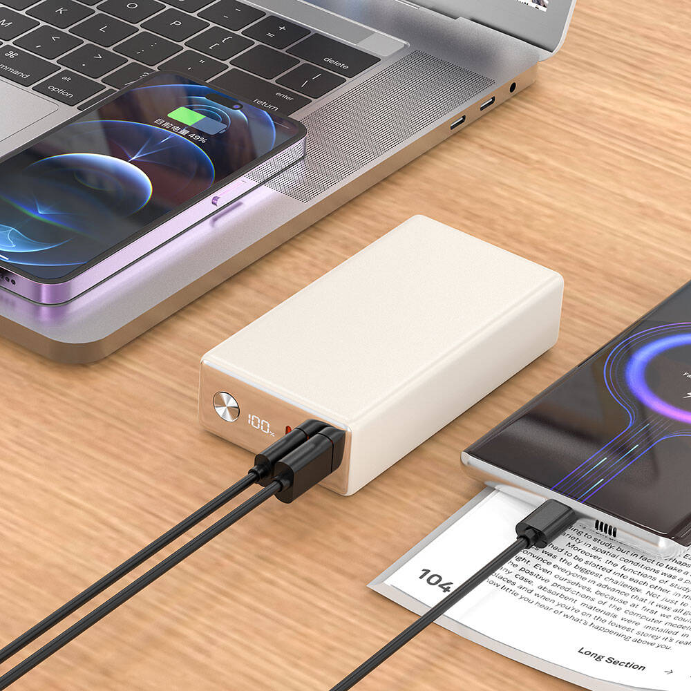 Wiwu Wi-P006 Rock LED Ekranlı Taşınabilir Powerbank PD 20W 20000mAh Beyaz