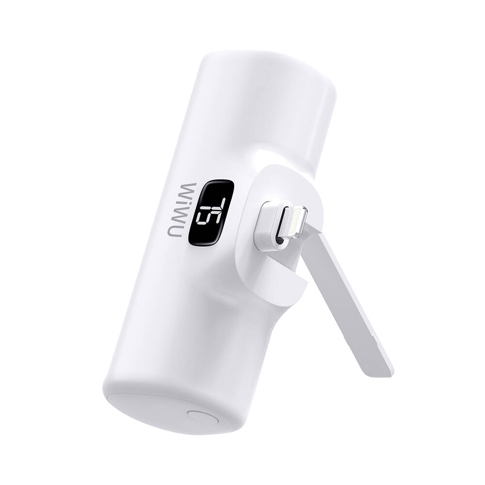 Wiwu Wi-P017 Capsule Serisi 2in1 Mini Taşınabilir Standlı Lightning Powerbank 5000mAh Beyaz