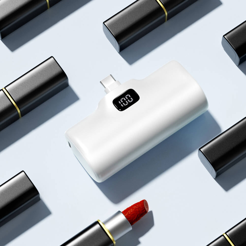 Wiwu Wi-P017 Capsule Serisi 2in1 Mini Taşınabilir Standlı Type-C Powerbank 5000mAh Beyaz