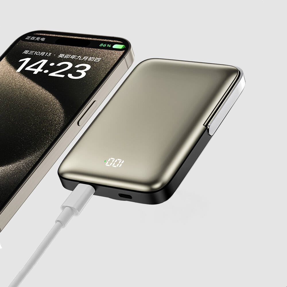 Wiwu Wi-P018 Elite Serisi Led Ekranlı Magsafe Powerbank Wireless 15W 10000mAh Beyaz