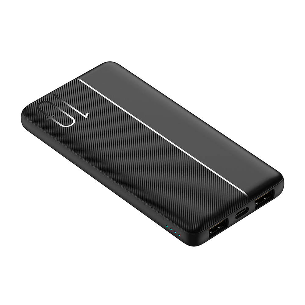 Wiwu Wi-P032 Dual USB-A ve Type-C PD LED Işık Göstergeli Taşınabilir Powerbank 10000mAh Siyah