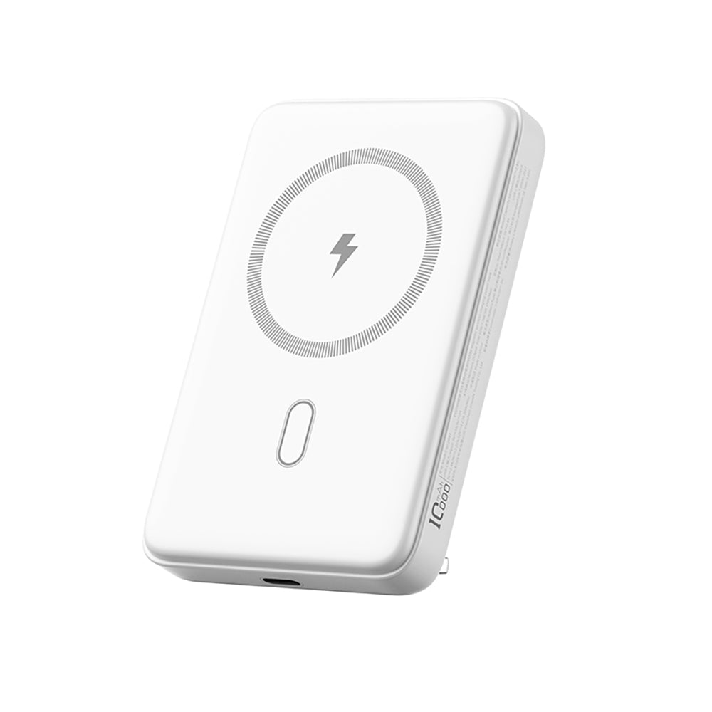Wiwu Wi-P043 LED Işık Göstergeli Standlı Taşınabilir M-safe Wireless Powerbank 10.000mAh 15W Beyaz