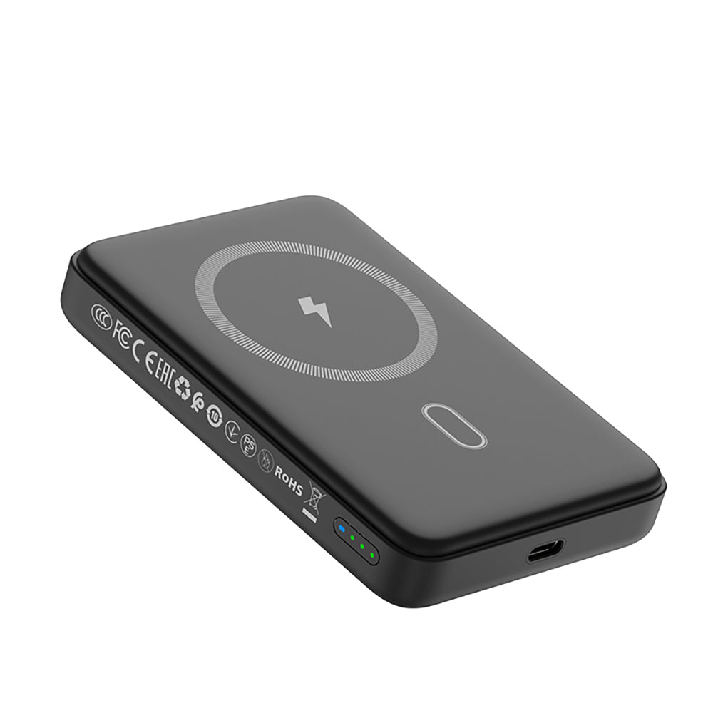 Wiwu Wi-P043 LED Işık Göstergeli Standlı Taşınabilir M-safe Wireless Powerbank 10.000mAh 15W Siyah