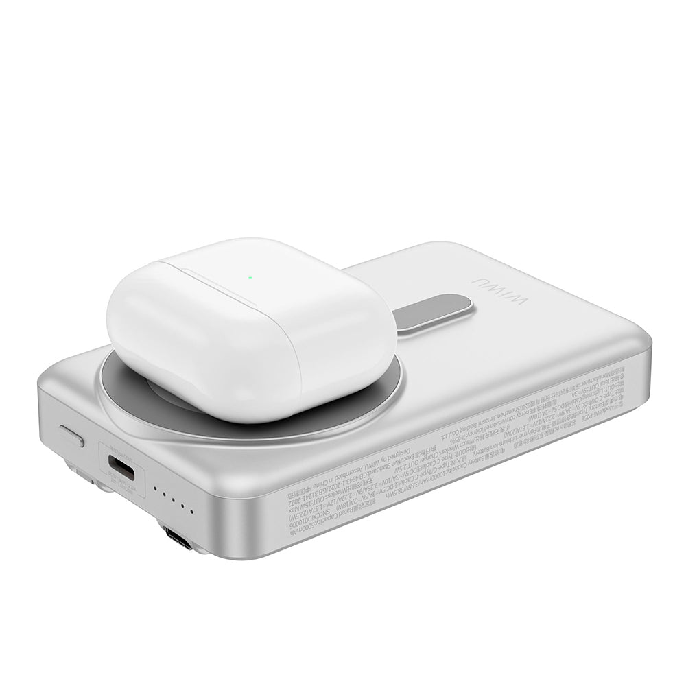 Wiwu Wi-P056 Taşınabilir Wireless Şarj ve PD Hızlı Şarj Özellikli Powerbank 15W 10000mAh Siyah