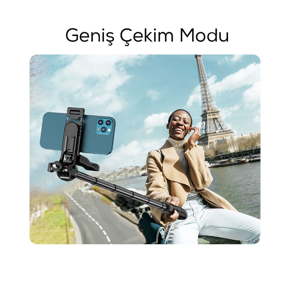 Wiwu Wi-SE005 Çok Fonksiyonlu Sabitleyici Ayrılabilir Canlı Yayın Tripod Selfie Çubuğu Siyah