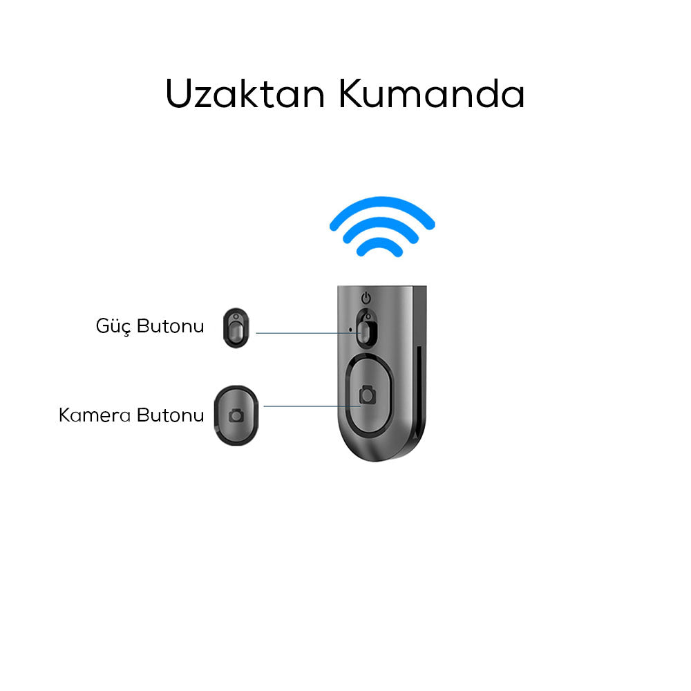 Wiwu Wi-SE005 Çok Fonksiyonlu Sabitleyici Ayrılabilir Canlı Yayın Tripod Selfie Çubuğu Siyah