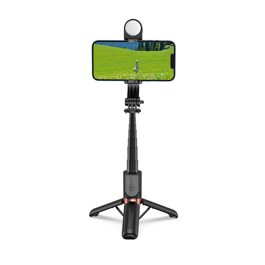Wiwu Wi-SE011 Dolgu Işıklı Teleskopik Tripod ve Mini Selfie Çubuğu Siyah
