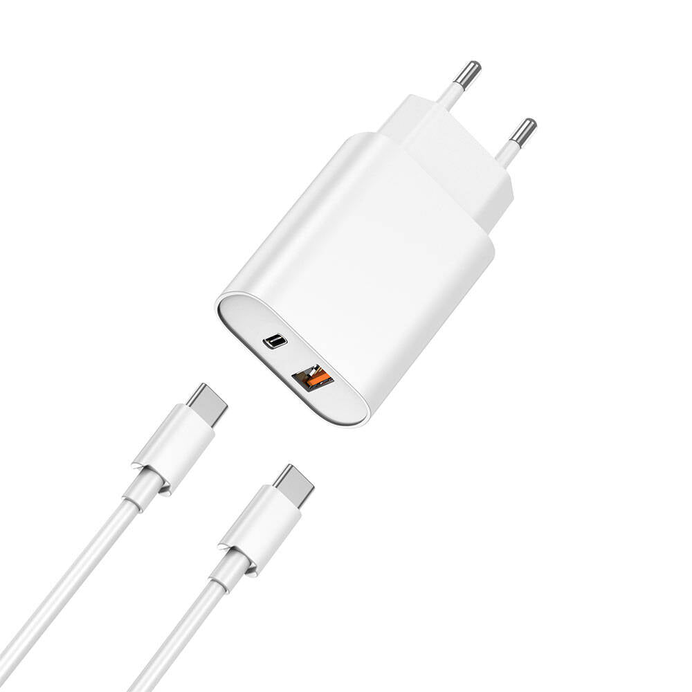 Wiwu Wi-U002 Quick Hızlı Şarj Başlığı Type-C to Type-C PD 20W Kablolu Şarj Seti Beyaz