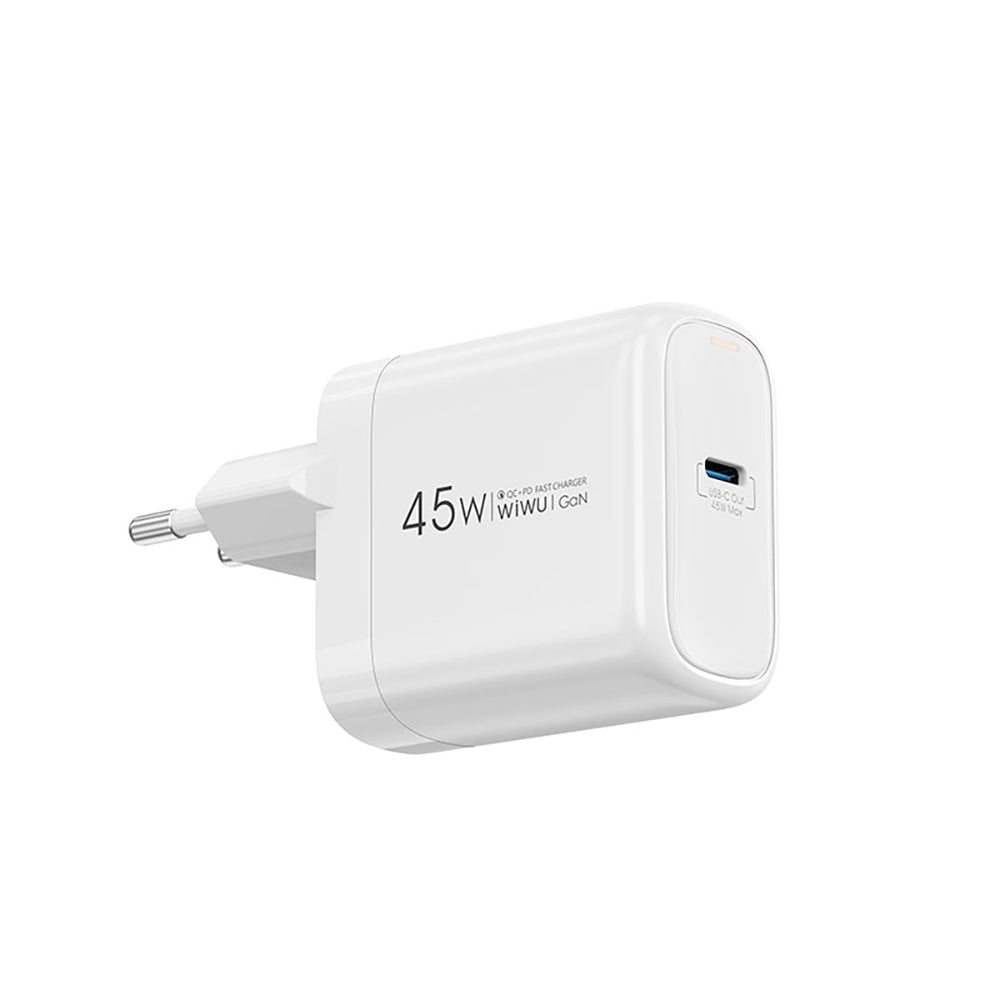 Wiwu Wi-U035 GaN Tech PD Hızlı Şarj Özellikli QC 3.0 Şarj Başlığı 45W Beyaz