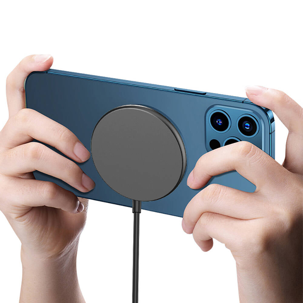 Wiwu Wi-W007 15W Hızlı Şarj Özellikli Magsafe PD Wireless Şarj Aleti Gri