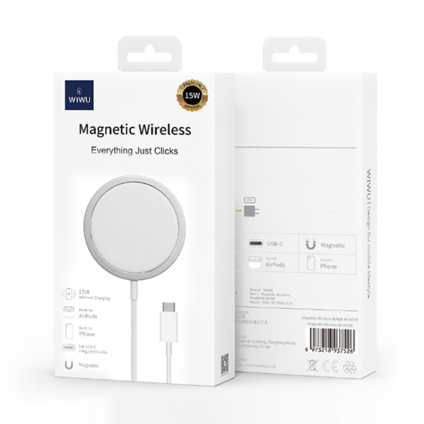 Wiwu Wi-W009 Interstellar 15W Hızlı Şarj Özellikli Magsafe PD Wireless Şarj Aleti Gri