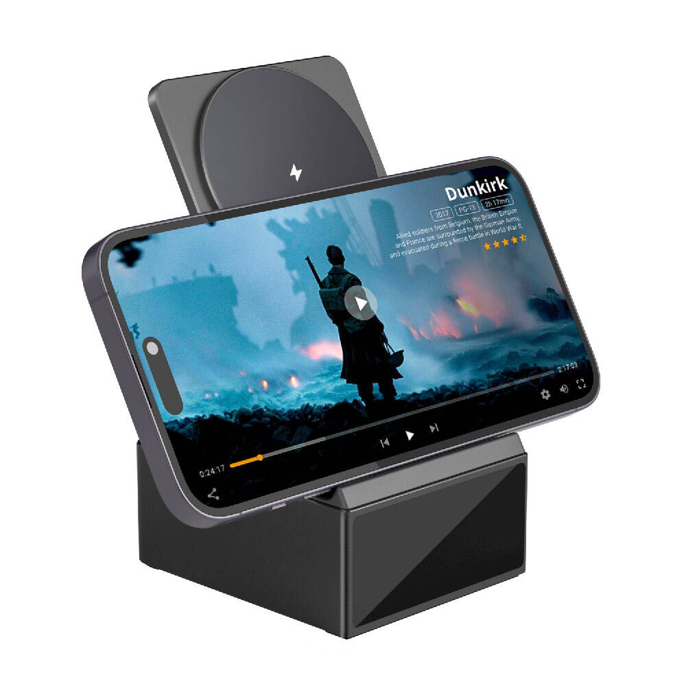 Wiwu Wi-W011 Platinum 3in1 Dijital Saatli ve Alarmlı Hızlı Şarj Özellikli Magnetik Kablosuz Şarj Standı Siyah