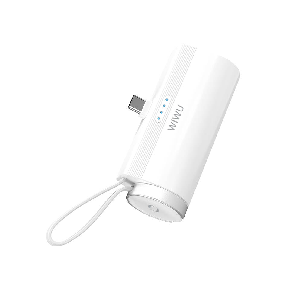 Wiwu Wi-W026 Capsule Serisi 2in1 Mini Taşınabilir Standlı Askılı Type-C PD Powerbank 5000mAh Beyaz