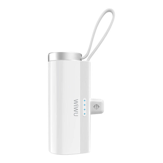Wiwu Wi-W026 Capsule Serisi 2in1 Mini Taşınabilir Standlı Askılı Type-C PD Powerbank 5000mAh Beyaz