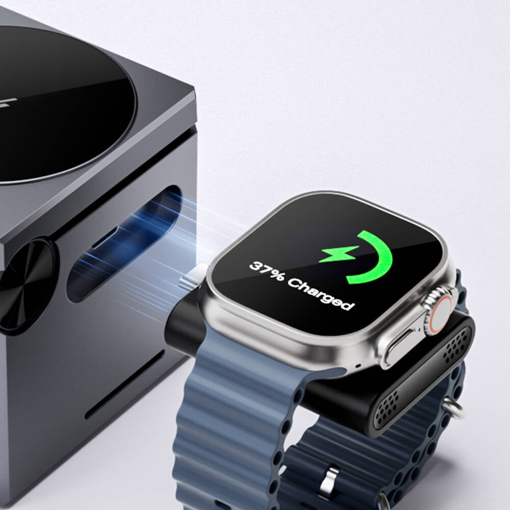 Wiwu Wi-W030 Small Square Küp Tasarımlı Telefon & Akıllı Saat & Kulaklık İçin 15W 3in1 Kablosuz Şarj Standı Gri