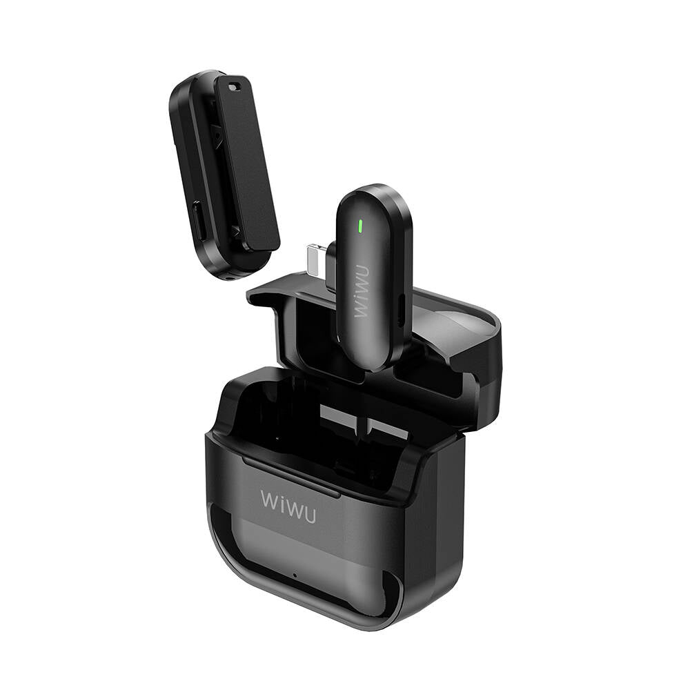 Wiwu Wi-WM001 Lightning Şarj Portlu Kablosuz Yaka Mikrofonu Siyah