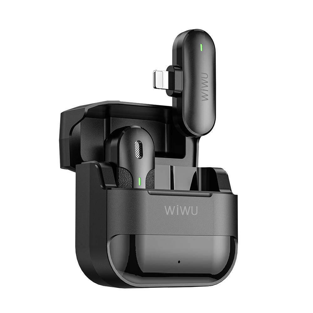 Wiwu Wi-WM001 Lightning Şarj Portlu Kablosuz Yaka Mikrofonu Siyah