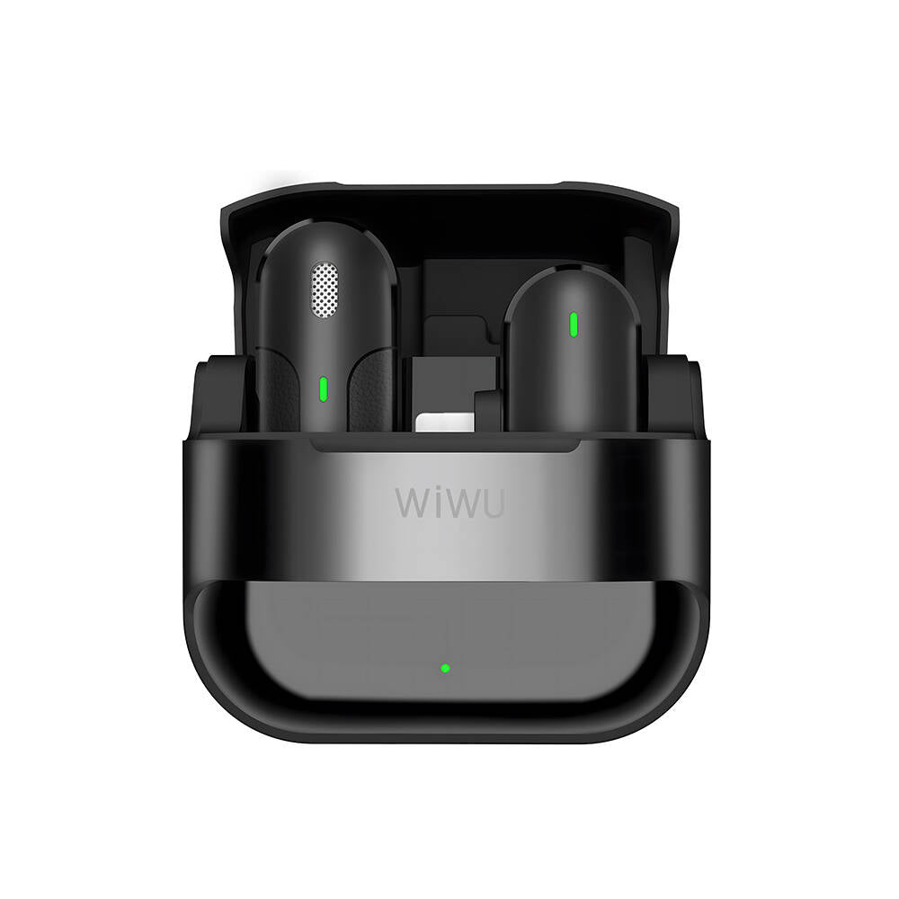 Wiwu Wi-WM001 Lightning Şarj Portlu Kablosuz Yaka Mikrofonu Siyah