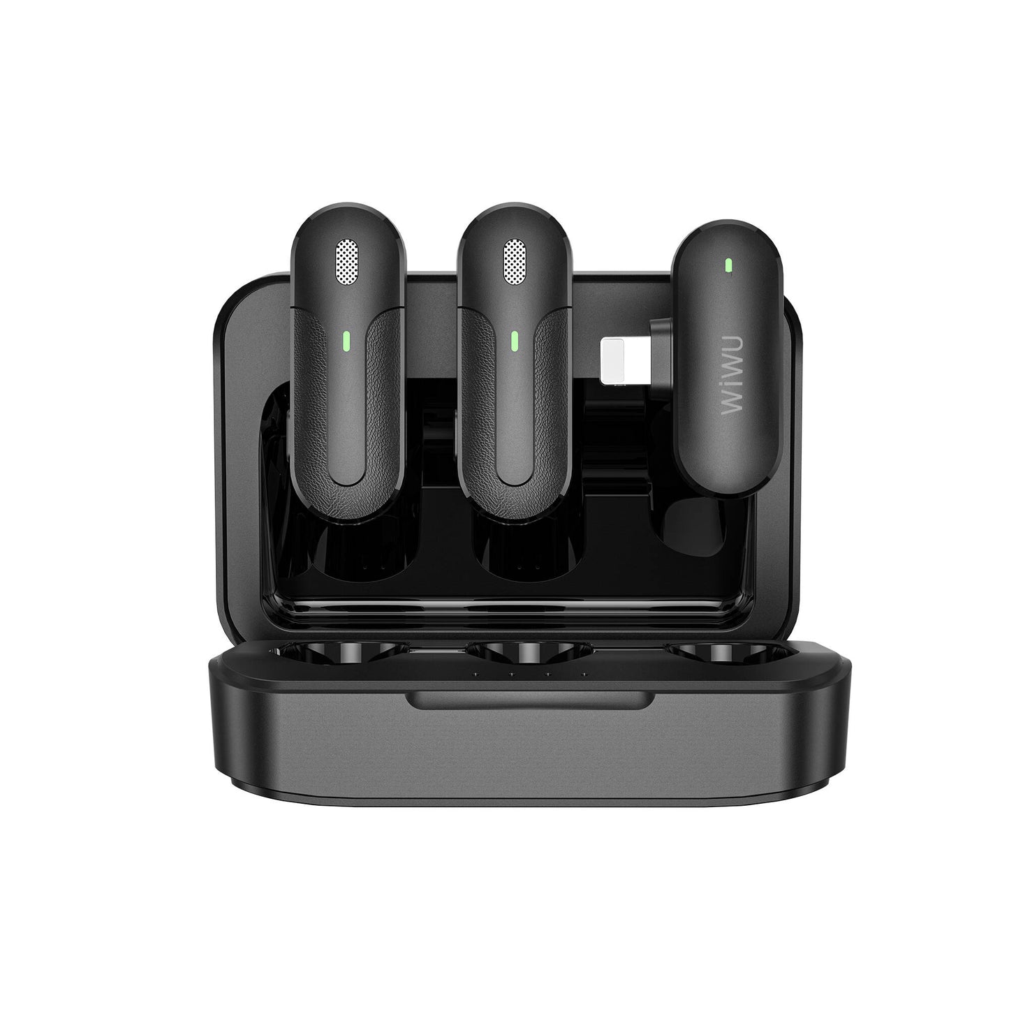 Wiwu Wi-WM002 Lightning Şarj Portlu Kablosuz Yaka Mikrofonu Siyah