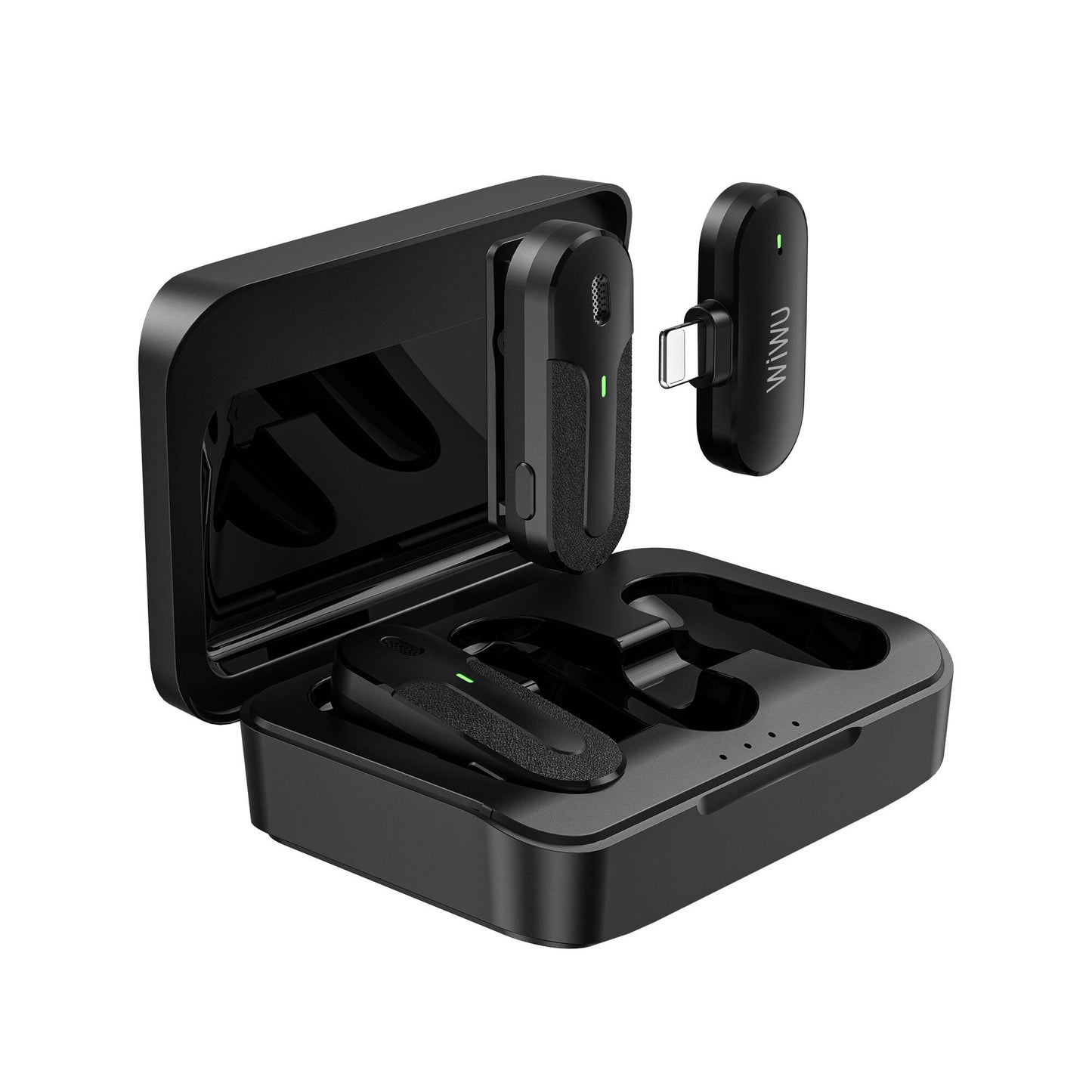 Wiwu Wi-WM002 Lightning Şarj Portlu Kablosuz Yaka Mikrofonu Siyah