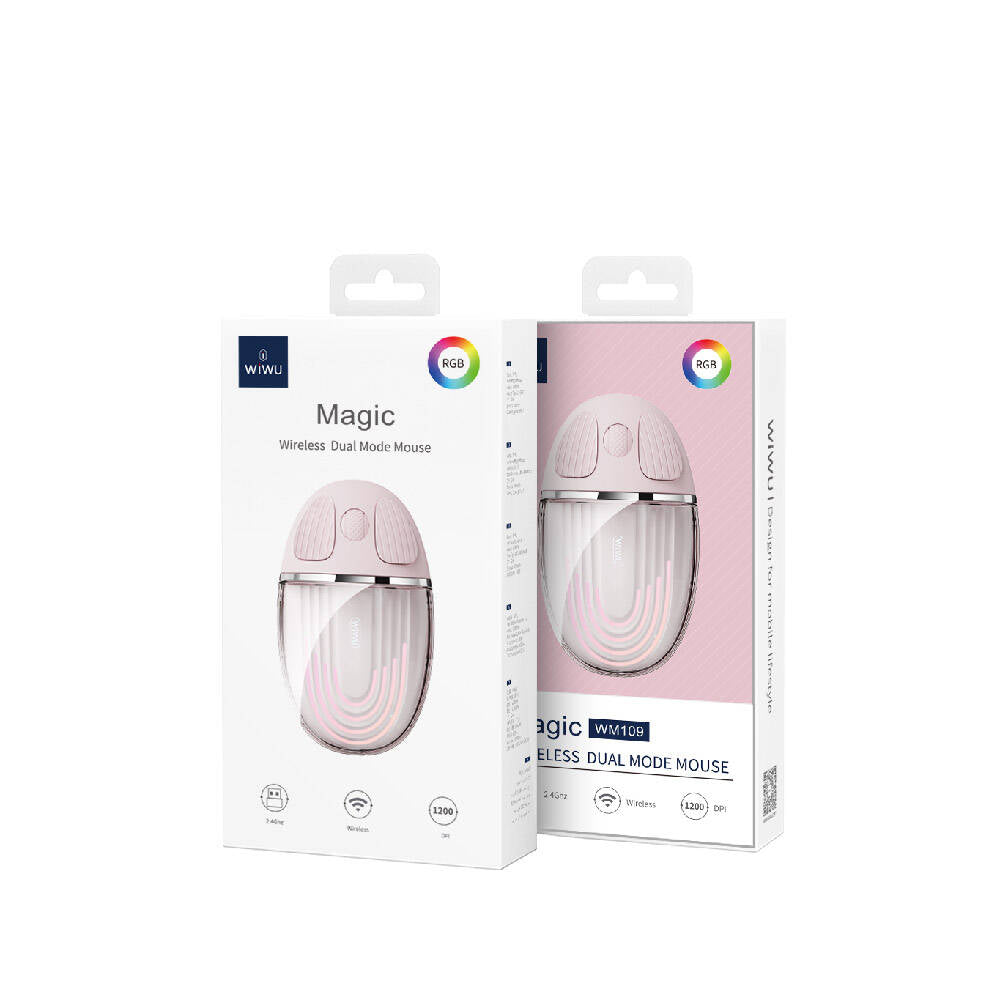 Wiwu WM109 Magic Wimice Serisi Şeffaf Tasarımlı Kablosuz Mouse 1200 DPI Pembe