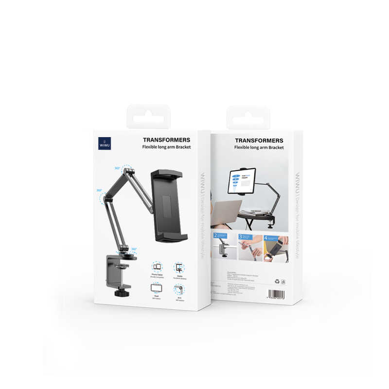 Wiwu ZM310 Ayarlanabilir Oynar Başlıklı Masa Tablet ve Telefon Tutucu Gri
