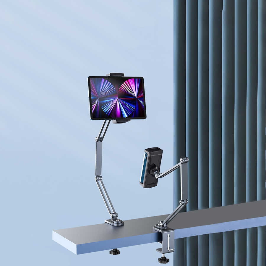 Wiwu ZM310 Ayarlanabilir Oynar Başlıklı Masa Tablet ve Telefon Tutucu Gri