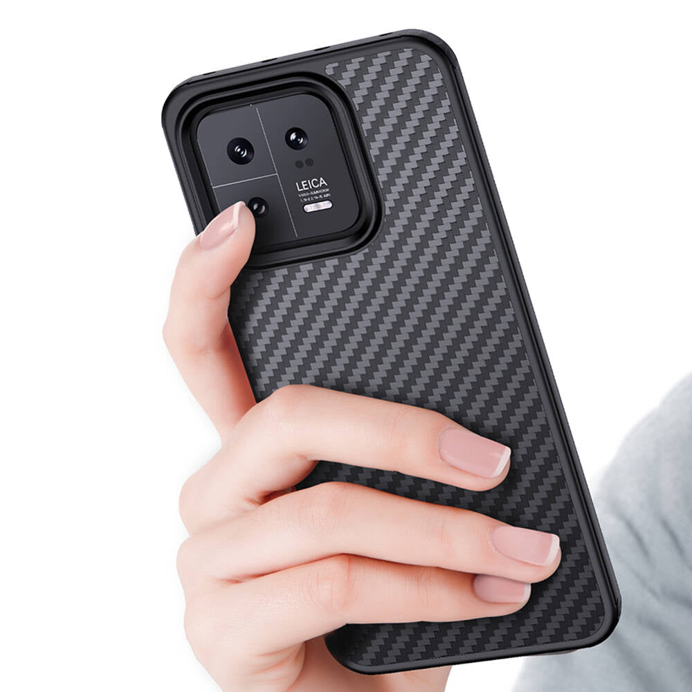 Xiaomi Mi 13 Kılıf Aramid Karbon Fiber Magsafe Özellikli Wlons Radison Kılıf Siyah