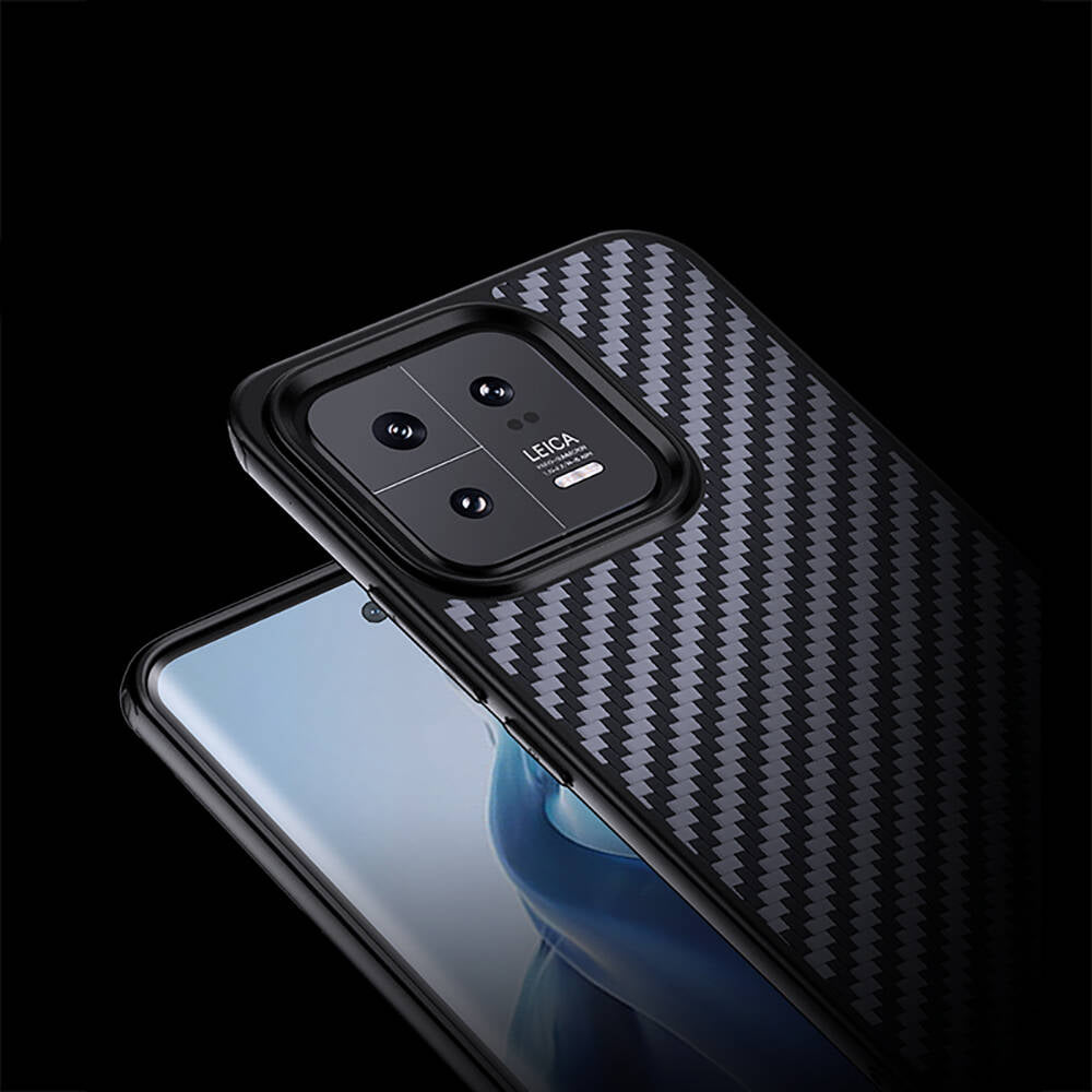 Xiaomi Mi 13 Kılıf Aramid Karbon Fiber Magsafe Özellikli Wlons Radison Kılıf Siyah